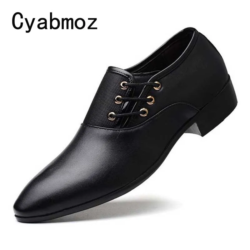 Cyabmoz Men Business Dress Shoes Fashion PU Leather Lace up Wedding Shoes Mens Pointed Toe