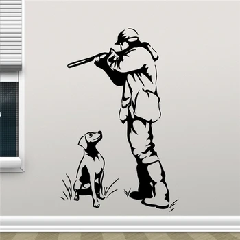 

Hunter Wall Decal Duck Hunting Shotgun Wild Bird Hunting Wall Sticker Hunting Dog Vinyl Sticker Living Room Home Decor X394
