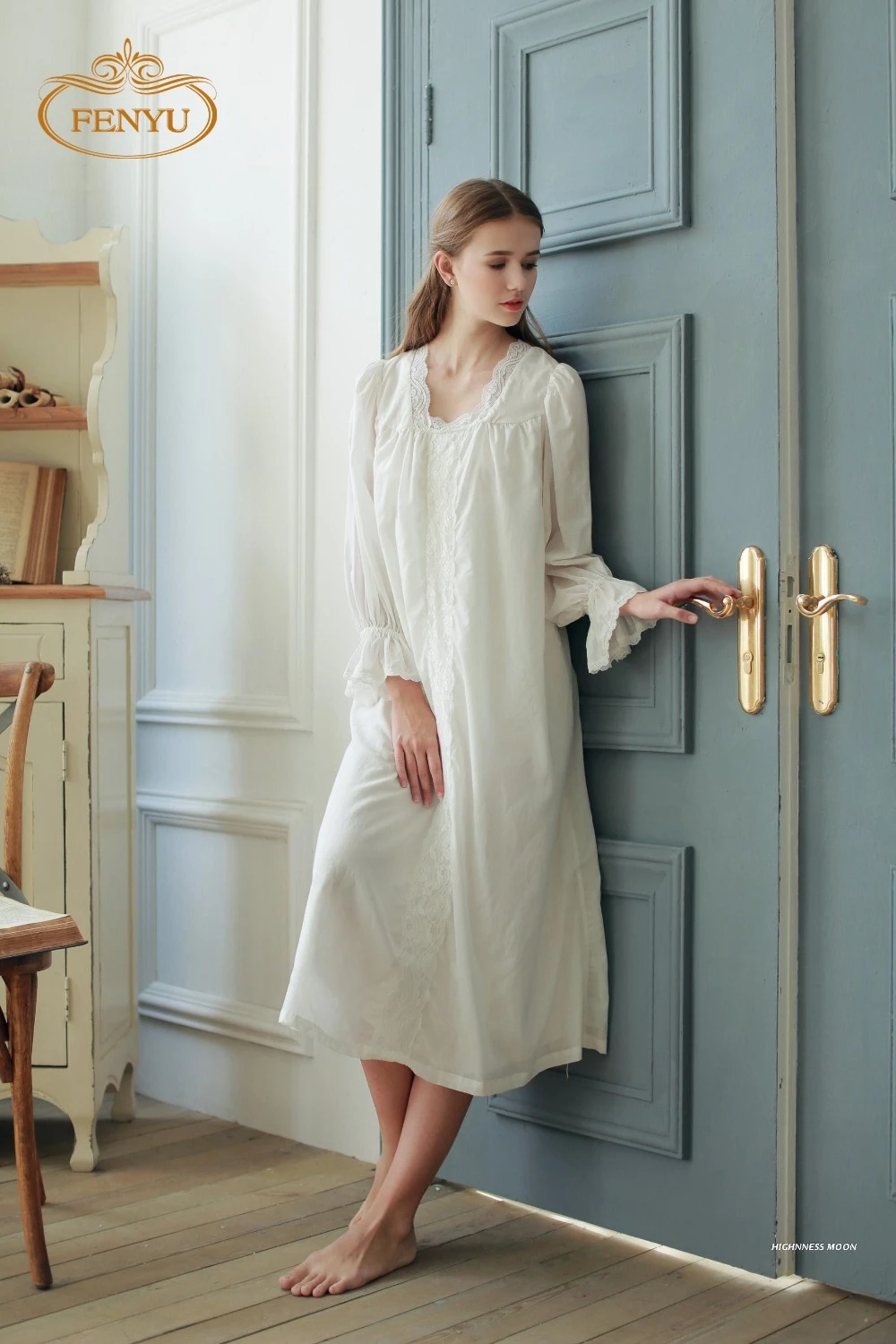 white cotton gauze nightgown