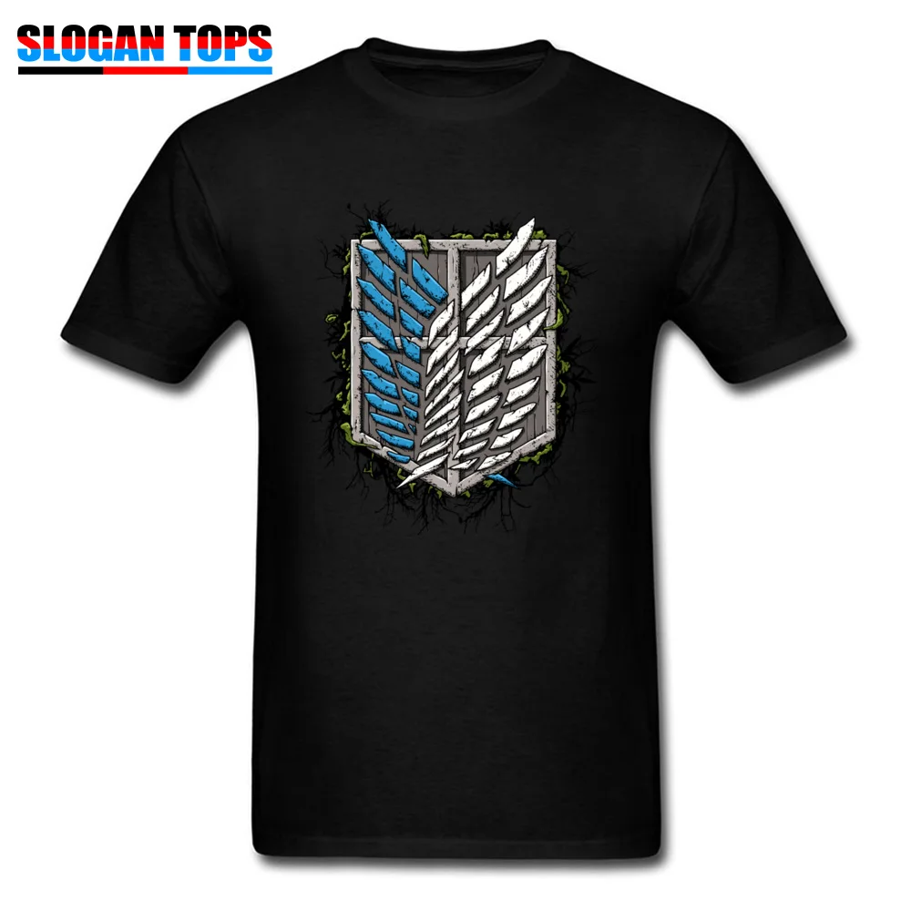 Survey corps Design T Shirt for Men All Cotton Summer/Autumn Tops Shirts Hip hop Sweatshirts Short Sleeve Plain Round Collar Survey corps black