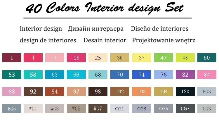 40 interior Set TouchFIVE 30/40/60/80 Цвет маркеры манга рисунок Маркеры Ручка на спиртовой основе эскиз жирной двойной кисть товары для рукоделия - Цвет: 40 interior Set