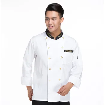 

New White Kitchen Chef Jacket Five stars Uniforms Long Sleeves Hotel Restaurant Kitchen Man Woman Coats Work Wear Overalls