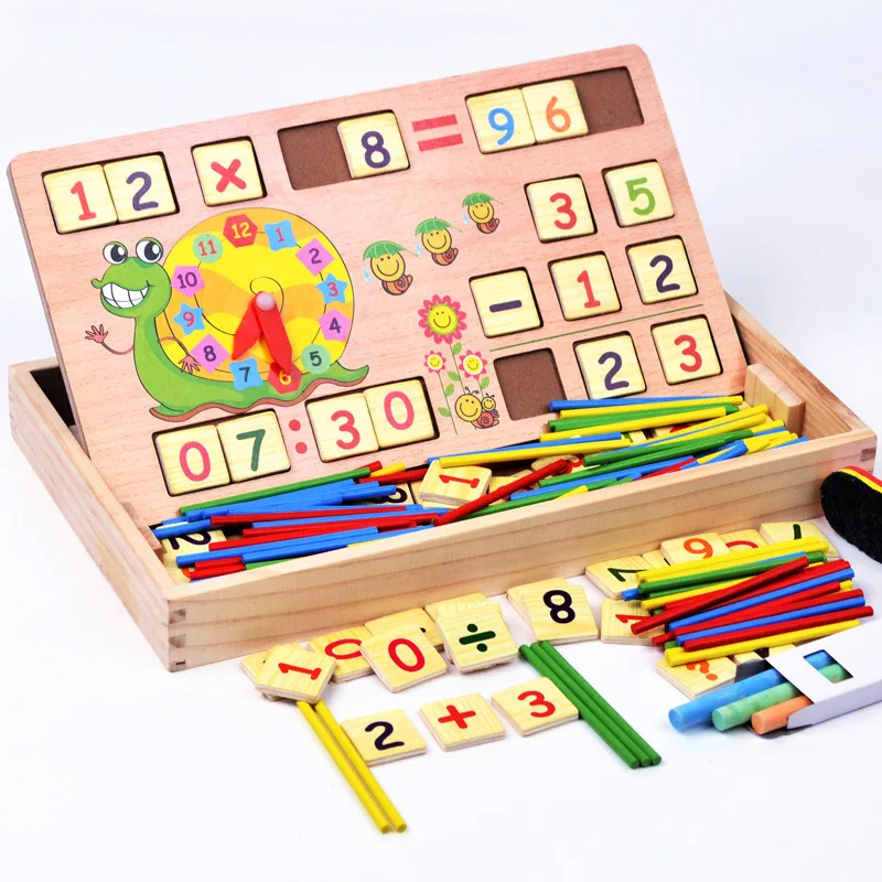 Детская Классическая математическая деревянная игрушка с 100 палочками и 70 деревянными карточками и деревянной коробкой для раннего развития игрушка Монтессори