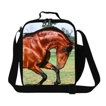 Модная сумка для обедов с принтом лошади для взрослых, Мужская крутая сумка для ланча, Детская сумка для ланча с ремнем для школы
