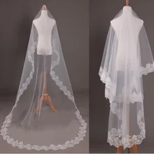 SoAyle свадебная вуаль цвета слоновой кости аппликация Тюль 3 метра Кружевная аппликация, вуаль невесты элегантные свадебные аксессуары