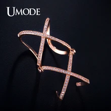 UMODE Knuckle Ring Rose Gold/Platinum Plated Double X Shaped Full Finger Rings For Women Jewelry With AAA CZ AUR0064
