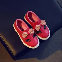 Детская Обувь 2018 мода весна обувь с бантами девушка тапки Блёстки принцессы с плоской Обувь детские кроссовки для девочек