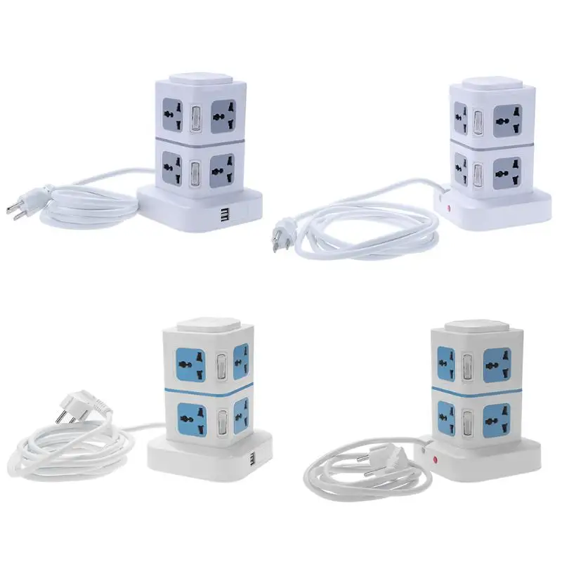 

1.8/3m EU/US Two-layer 2USB vertical charging socket Universal hole vertical socket Independent switch Random Color
