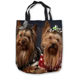 Custom CanvasYorkshire терьер ToteBags ручная сумки сумка для покупок повседневная пляжные сумки Складная 180713-1-22