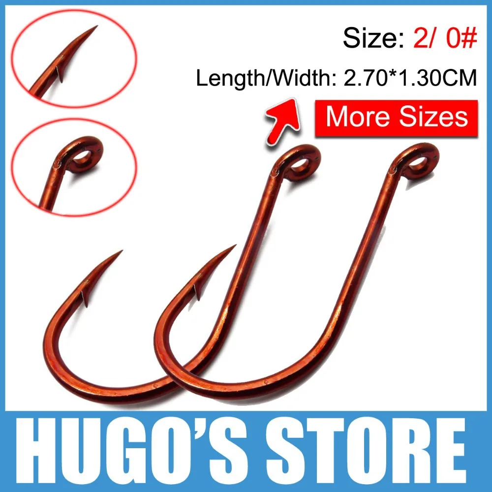 Size 2/0 * 100 Pieces Red Fishhook Circle Fish Hook Barbed High Carbon
