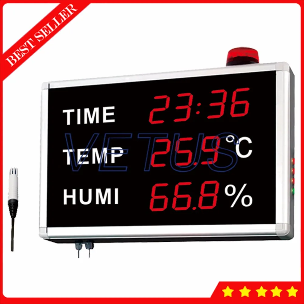 

Indoor Room Thermometer Hygrometer Large LCD Digital Temperature Humidity Measurement Meter Pyrometer Tool Time Display HE223H