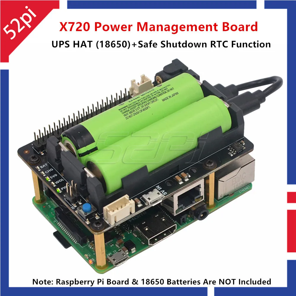 Плата расширения для управления питанием 52Pi X720 с шапкой в комплект не входят 18650