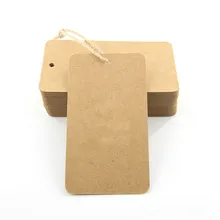 100 шт крафт-бумажные бирки с пеньковой веревкой бумажные бирки Свадебные белые бумажные этикетки открытки ручной работы DIY Подарочное украшение на заказ 4x9 см