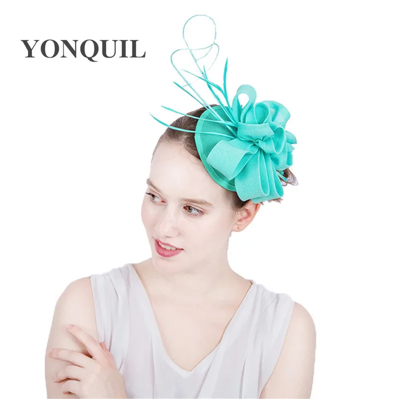 

2018 imitation Sinamay Fascinators Feather Wedding Hat Girl Design with Special Shape Fashion Headpiece New ARRIVAL 15 colors