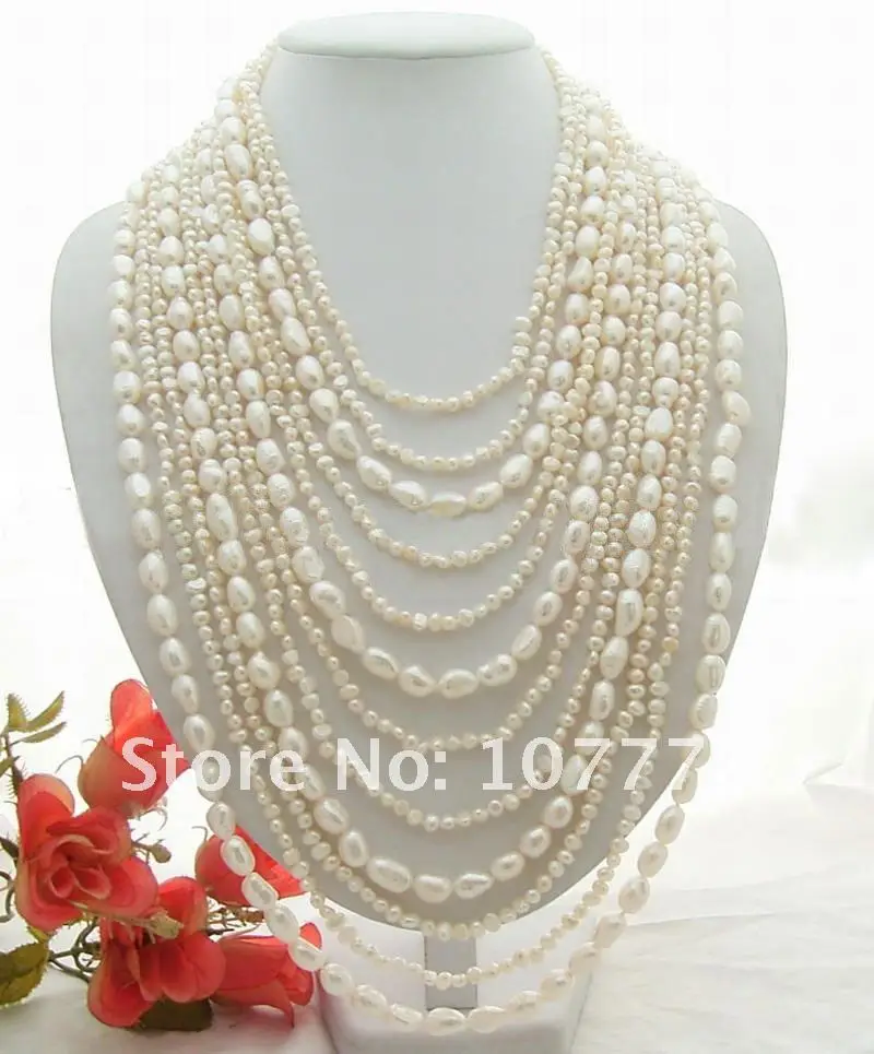 

12 strands 9mm White Pearl Necklace