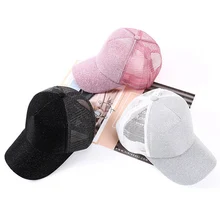 Новые блестки флуоресцентные бейсболки с пеной сетки классический козырек шляпа Мода девушка заднее отверстие