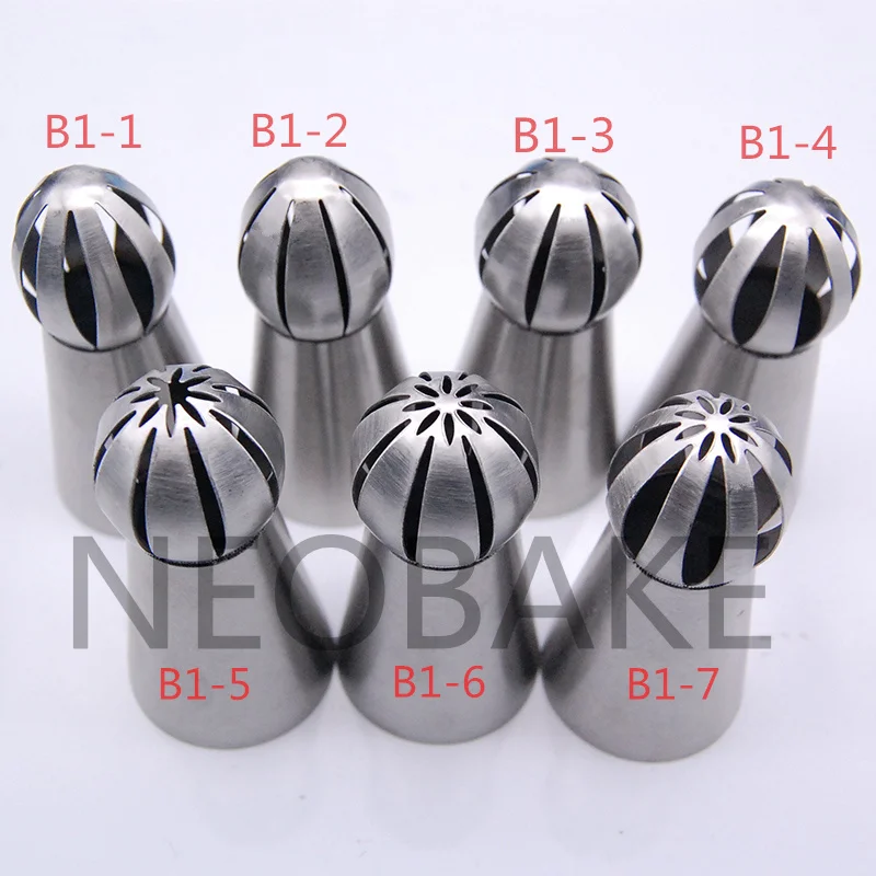 

7PCS/ SET Nozzle Sphere Ball Shape Cream Stainless Steel Icing Piping Nozzles Pastry Tips Cupcake Buttercream Bakeware Bake Tool