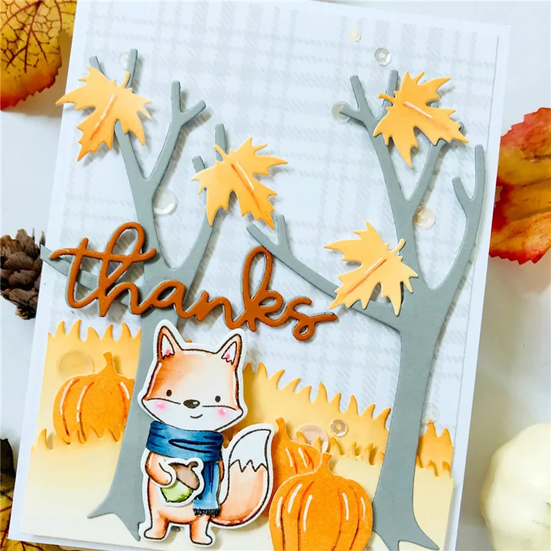 

DiyArts Autumn Script Dies with Stamps Letter Metal Cutting Dies for Scrapbooking Card Making Album Embossing Crafts Die Cut