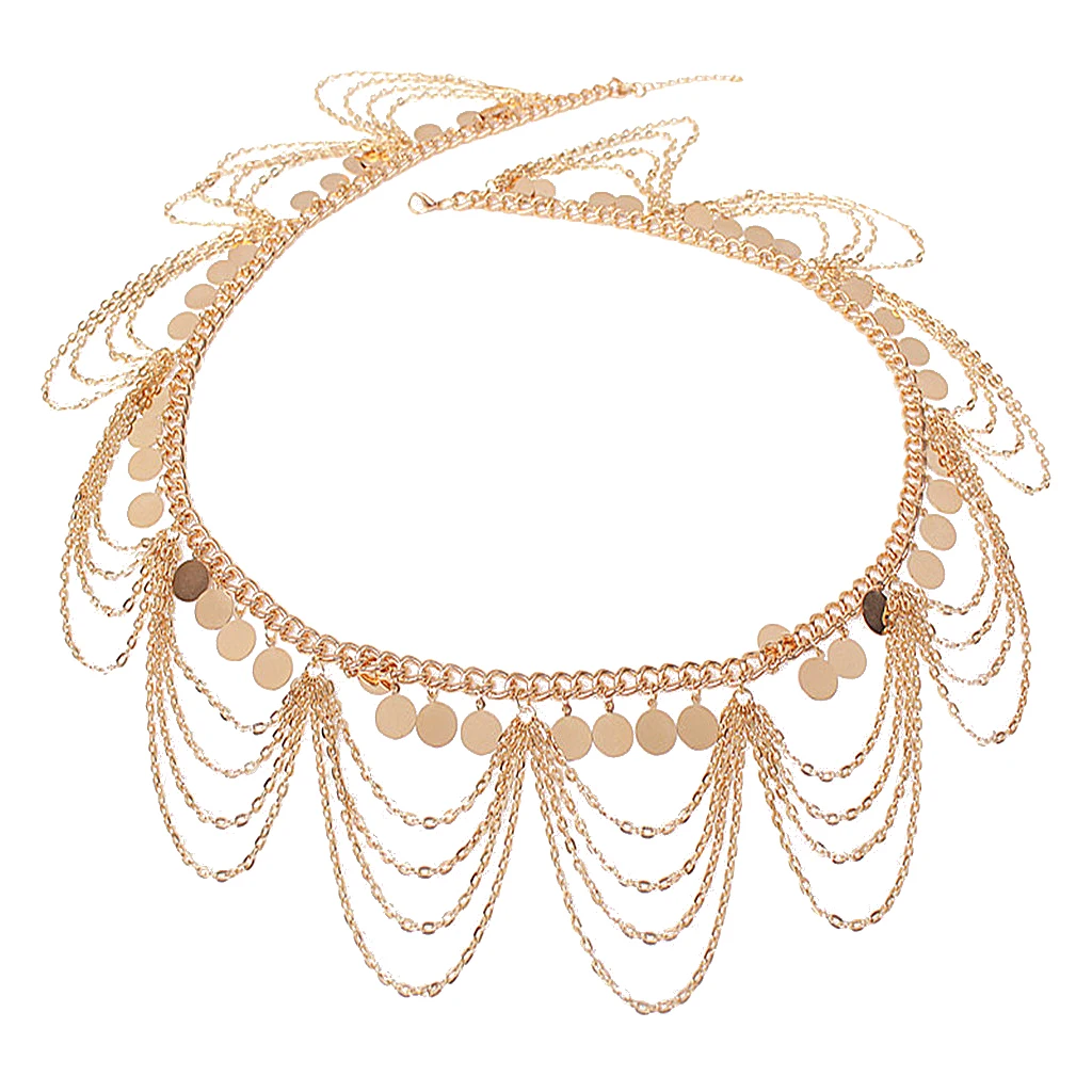 

Fashion Women Jewelry Retro Gold Punk Belly Dance Body Necklace Belly Chain