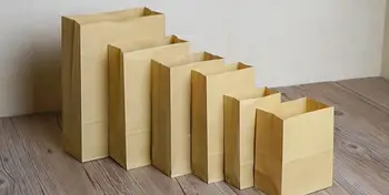 

100Pcs/Lot 12*7*22cm Vintage Kraft Paper Food Party Bag Bread Hamburger Sandwich Snack Candy Package Gift Bag Kraft Bag Brown
