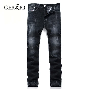 

Gersri Men Jeans Blue Slim Fit Denim destroyed Pants Classical Simple Jeans Homme Cotton Brand Jeans Men large size
