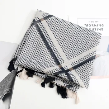 

women head scarf 2020 female autumn spring elegant brief long plaid scarf Pashminas Sjaal Muslim Hijab Snood