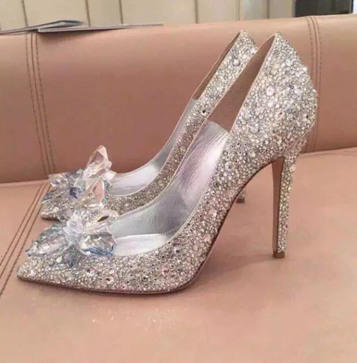 New Silver Week Celebrity Top Grade Cinderella Crystal Shoes Bridal Rhinestone Wedding Shoes With Flower woman thin high heels New Silver Week Celebrity Top Grade Cinderella Crystal Shoes Bridal Rhinestone Wedding Shoes With Flower woman thin high heels