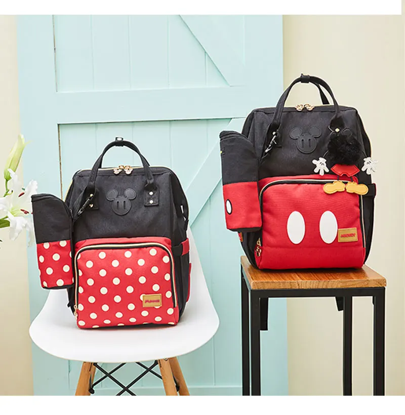Disney с Микки Маусом и Минни Маус комплект Классический Стиль сумки для подгузников 2 шт./компл. мама Материнство сумка для переноски подгузников большая Ёмкость Детская сумка рюкзак для путешествий