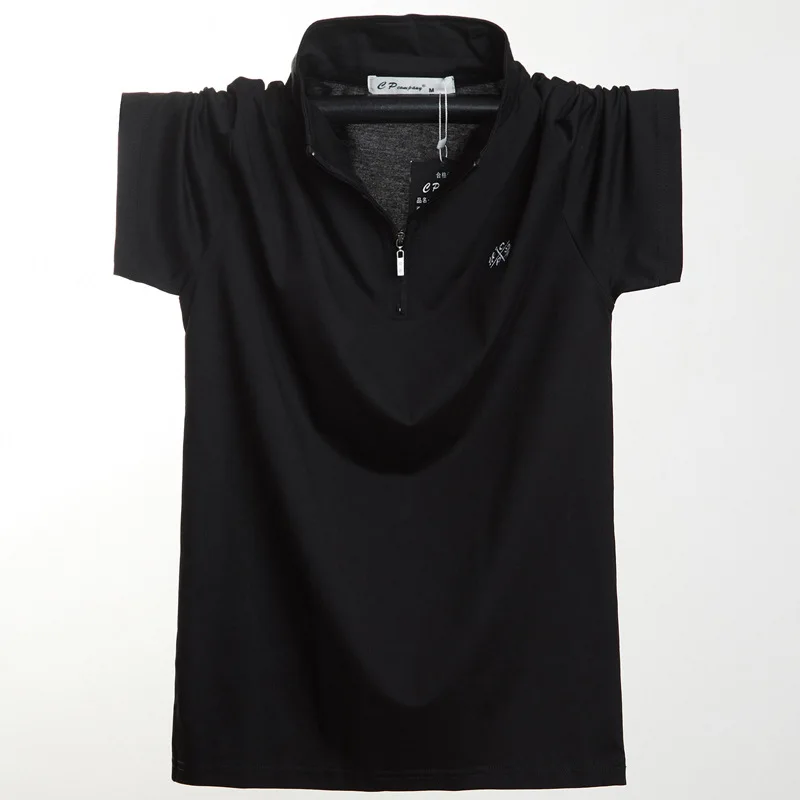 

Plus Size 4XL 5XL 6XL High Quality 95% Cotton Pure Color Stand-up Collar Casual Business Short Sleeve Polo Shirt Men