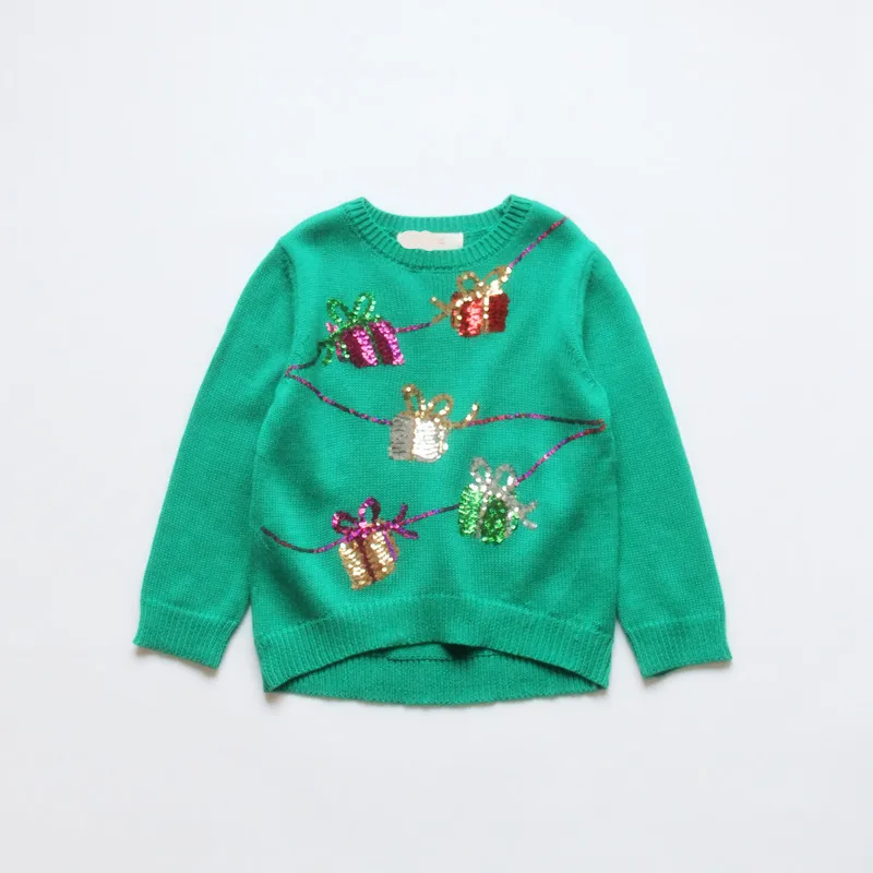

kid's Sequined fashion green sweater
