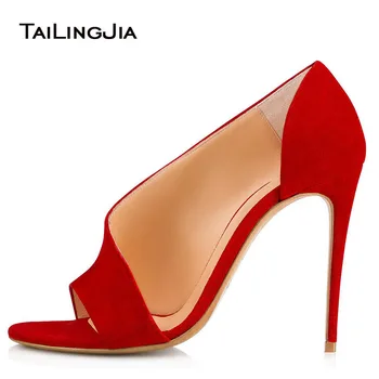 

Women Sandals Pointed Toe High Thin Heels Summer Red Hollow Buckle Shoes For Ladies 2018 Fashion Open Toes Pumps Plus Size 34-46