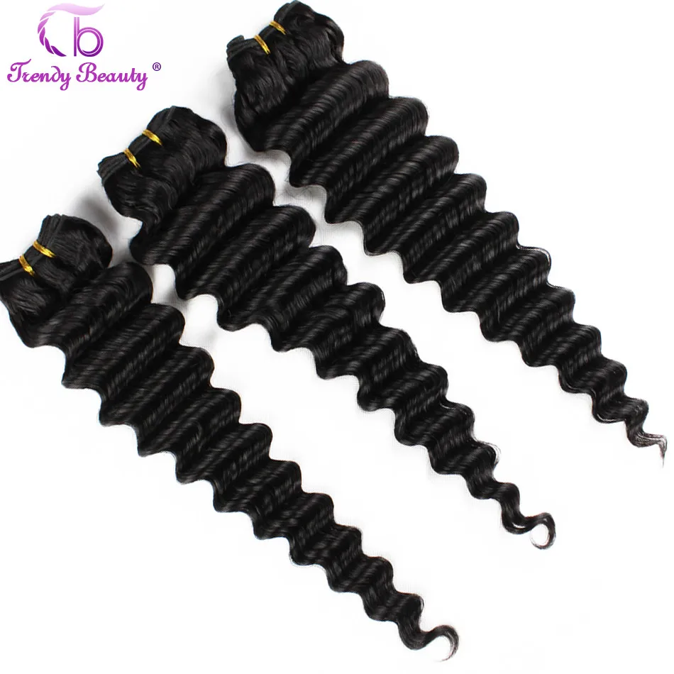 Brazilian Deep Wave Hair 4 PCS and 1PCS Ear To Ear Lace Frontal 100% Human Hair Extensions Color#1B Non-Remy Trendy Beauty 5PCS Brazilian Deep Wave Hair 4 PCS and 1PCS Ear To Ear Lace Frontal 100% Human Hair Extensions Color#1B Non-Remy Trendy Beauty 5PCS