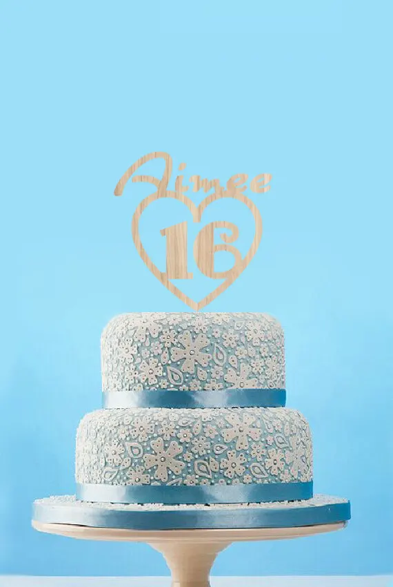Download Sweet 16 Birthday Cake Topper, Custom Baby Name Rustic ...