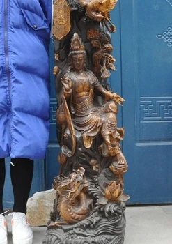 

Old Chinese Buddhism Gilt Bronze Dragon Phoenix Quan yin Guanyin Kwan-yin Statue