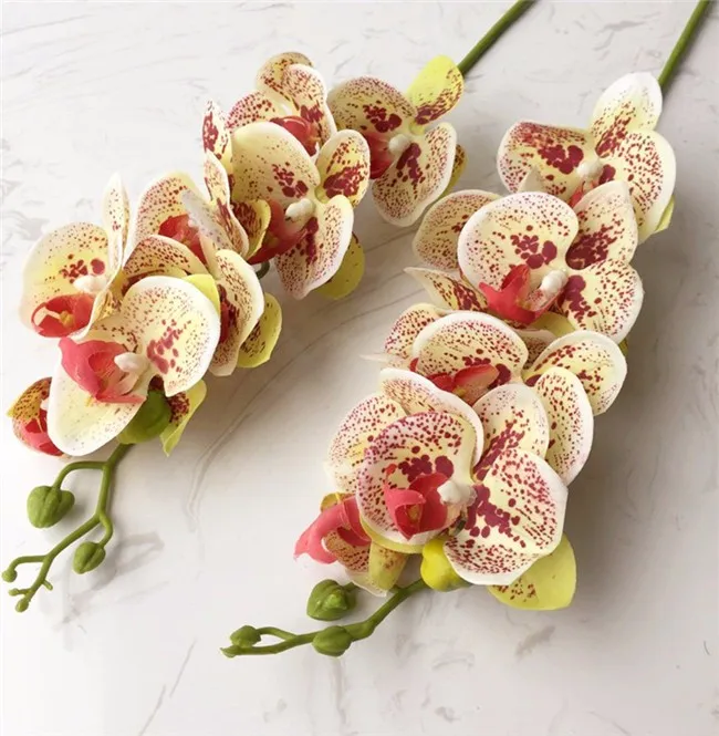 One Real Touch орхидеи бабочка фаленопсис белый/розовый/желтый искусственный Голубь из латекса Cymbidium орхидеи Цветы для свадебного украшения