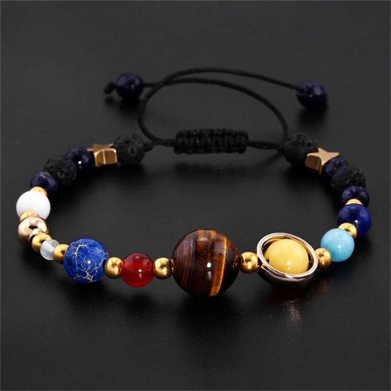 

Handmade Universe Galaxy The Eight Planets In The Solar System Guardian Stars Stones Beads Women Wrap Bracelets Bangles