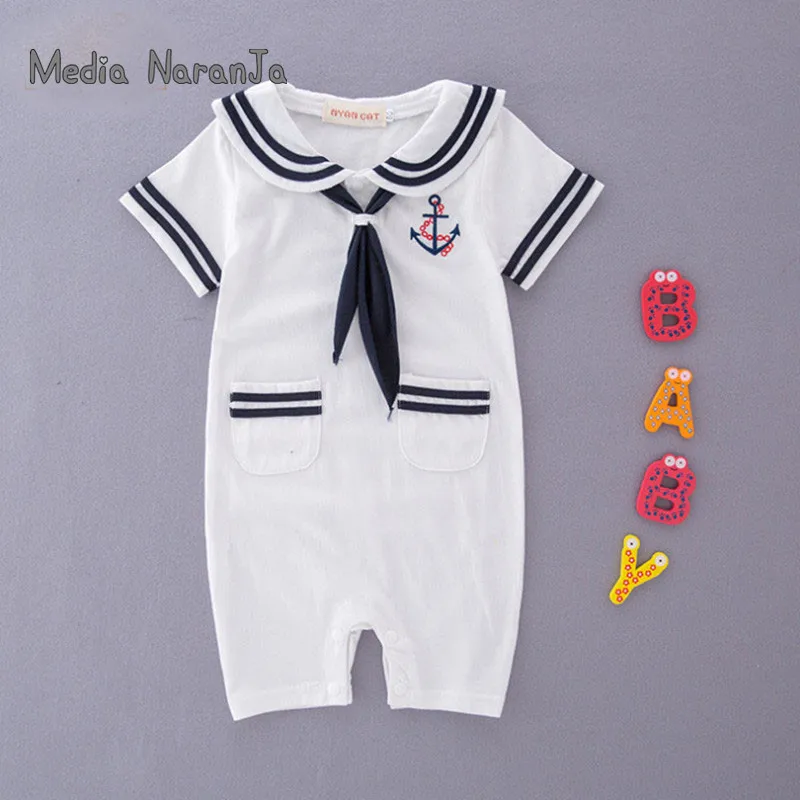 Одежда для маленьких мальчиков; летний матросский комбинезон с короткими рукавами в морском стиле; вечерние комбинезоны для малышей; Одежда для новорожденных