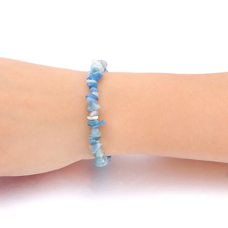 

Vinswet Aquamarin Stone Chips Bracelet Energy Healing Chakra Bracelets & Bangles Yoga Balance Beads Reiki Prayer Mala Bracelets