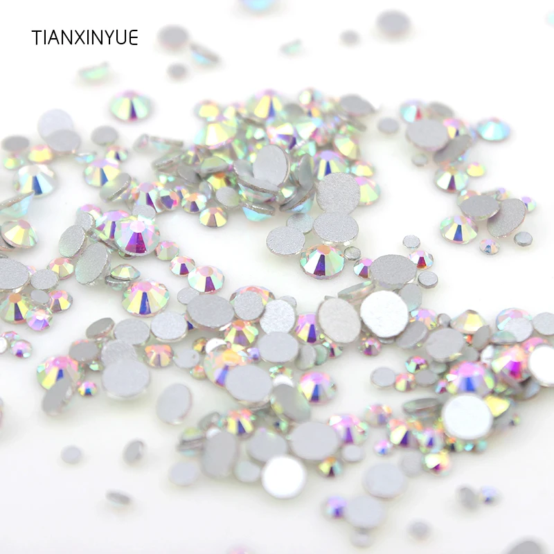 TIANXINYUE Mix Sizes 1440pcs Crystal AB nail Rhinestones