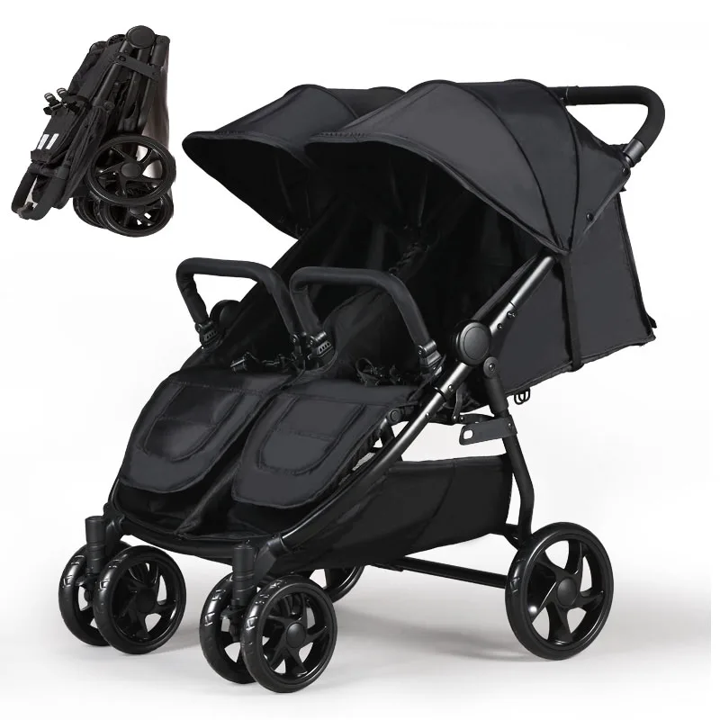 Twins Stroller Ultra Fold 2 Kids pram with 4 whees shock-proof, Twins Pram with foot brake, 2 Kids Carriage Twins Stroller Ultra Fold 2 Kids pram with 4 whees shock-proof, Twins Pram with foot brake, 2 Kids Carriage