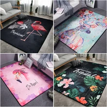 Многоцветный прямоугольный ковер 150 см x 190 см, Леопардовый коврик с фламинго, прикроватное одеяло для спальни