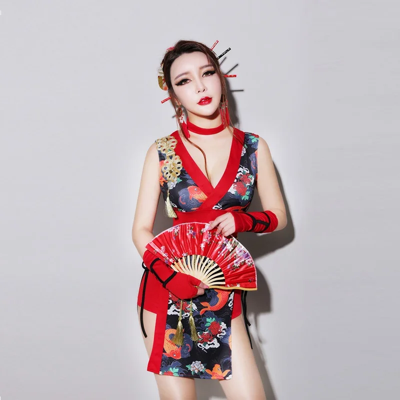 Костюмы для косплея DJ женская певица Ретро стиль Cheongsam одежда бар DS Geisha