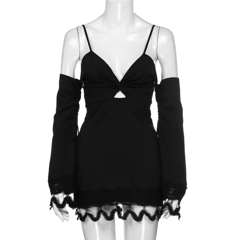 2018 Summer Dress Women Long Sleeve Lace Bandage Dress Mini Robe Femme Sexy Hollow Party Dress Casual Vestidos Wholesale noFB7 (9)
