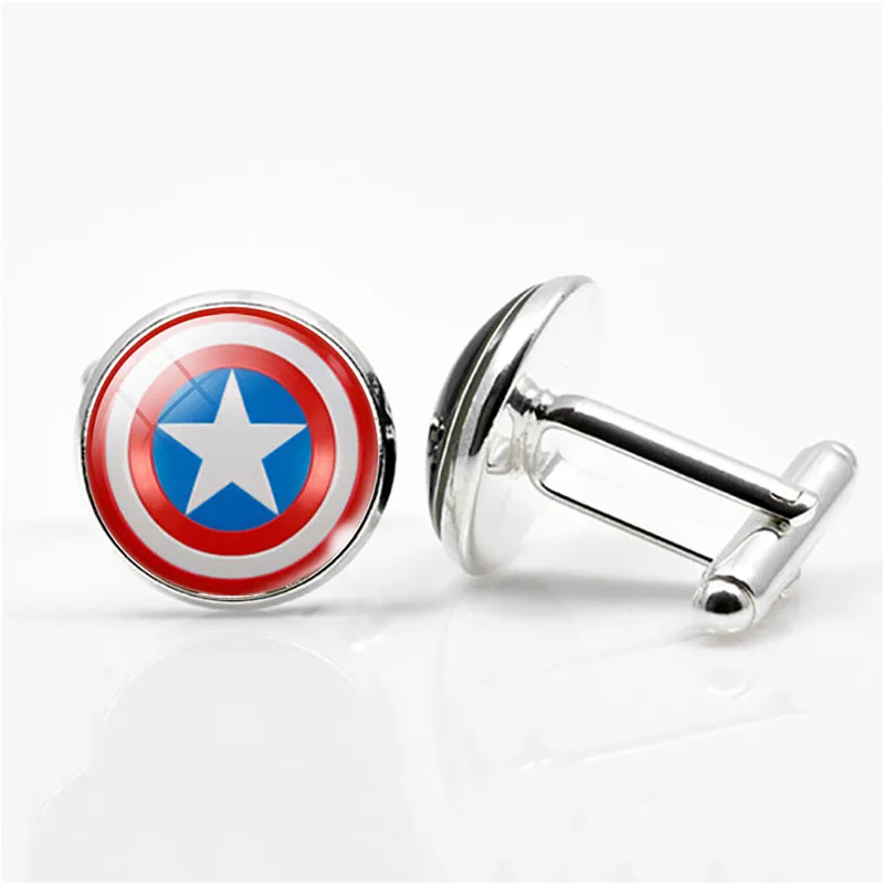 fashion Marvel Avengers Cufflinks America captain gem glass Cufflinks Game Related jewelry cute gifts for children wholesale