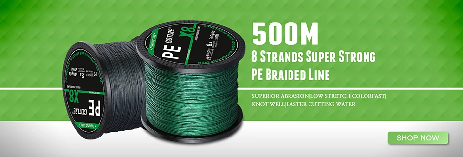 Goture 8 пряди ПЭ плетеная леска 500 м супер сильная Япония Multifilament Рыбалка линии леска плетеная 16lb-80lb леска