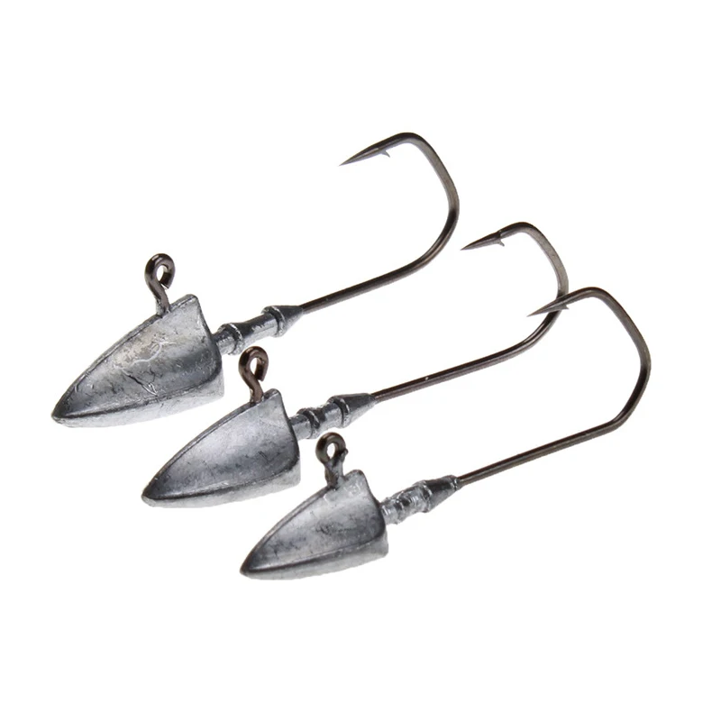 Lot 10Pcs Lead Jig Hooks Fishing Hooks Triangle Metal Fishhook Baits Tackle For Soft Worm