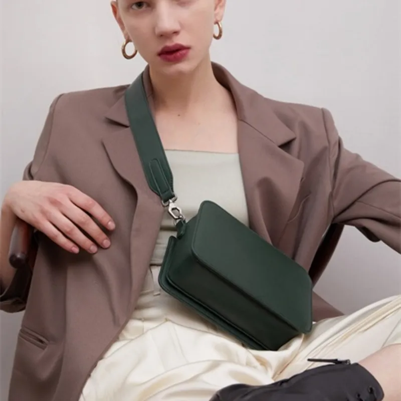  Casual Solid Color Crossbody Bags for Women Small Square Bags Lady Fashion Pu Leather Wide Shoulder - 32971180296