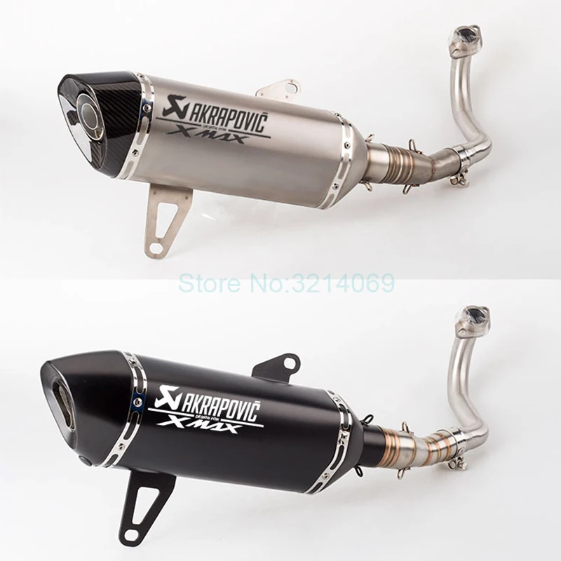 

Motorcycle Exhaust Pipe For XMAX300 XMAX250 Full System Middle Link Pipe Joint And Universal Carbon Fiber Tip Akrapovic Escape