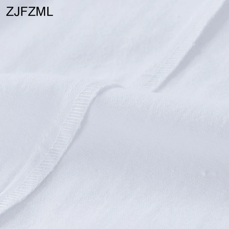 ZJFZML Сексуальное Платье макси с глубоким v-образным вырезом, осеннее платье с отложным воротником и пуговицами, повседневное женское белое платье с длинным рукавом, рубашка