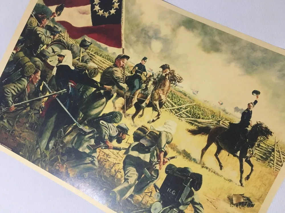 

American civil war Allen 3rd six weeks Propaganda Retro Decorative Wall Canvas Painting Stickers Posters Bar Home Decor Gift